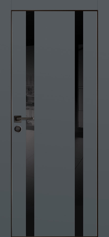 Межкомнатная дверь PX-9  черная кромка с 4-х ст. Графит матовый